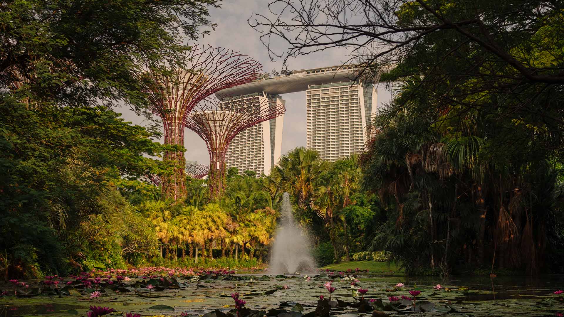 싱가포르 최고의 '인스타그래머블' 명소인 가든스 바이 더 베이[Gardens by the Bay]의 슈퍼트리[Supertrees]와 플라워 돔[Flower Dome]