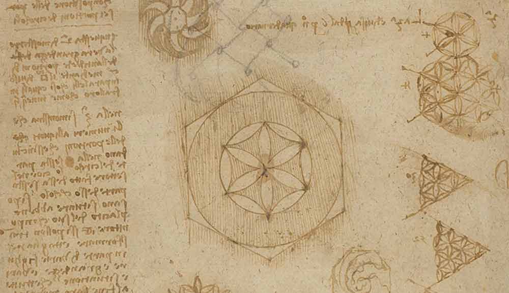 올리브 잎 형상이 만든 '별', 1517—18년경, F.459 오른쪽 페이지, 레오나르도 다빈치, 코덱스 아틀란티쿠스