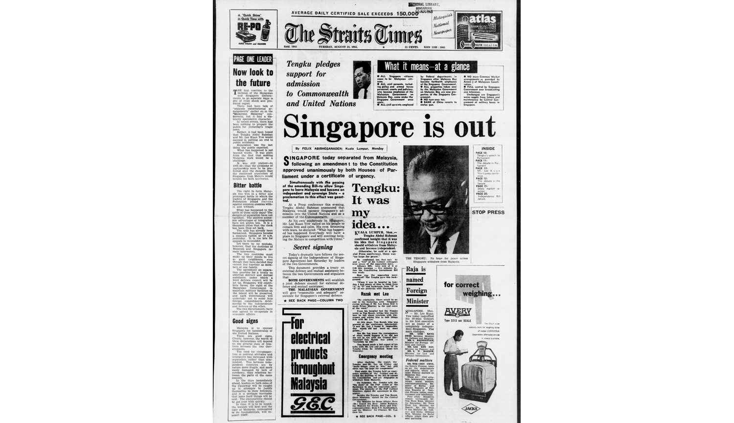 싱가포르의 독립, 충격적인 뉴스