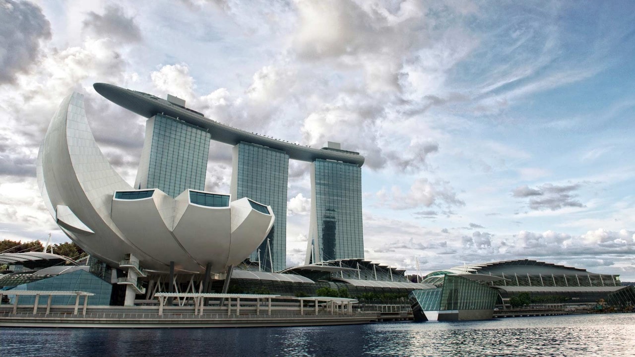 Exterior of ArtScience Museum, around the Marina Bay running route