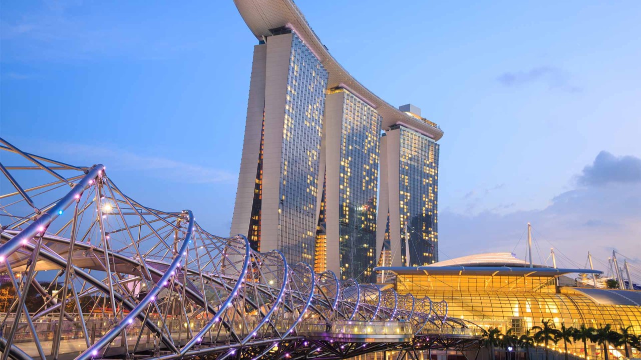 Helix Bridge, part of the Marina Bay running route in Singapore for outdoor activities