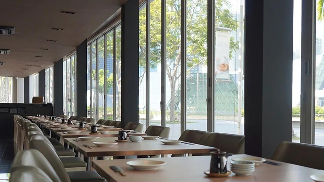 Day setting of the dining area in Sen of Japan, a waterfront bar and restaurant in Singapore